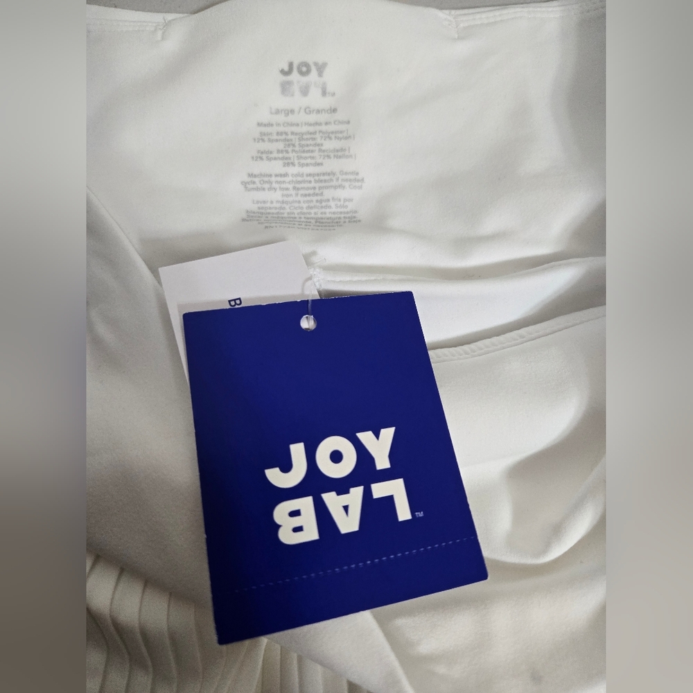 White Pleated Tennis Skirt Skort, Joy Lab Brand, Size Large, New With Tags - Picture 7 of 8